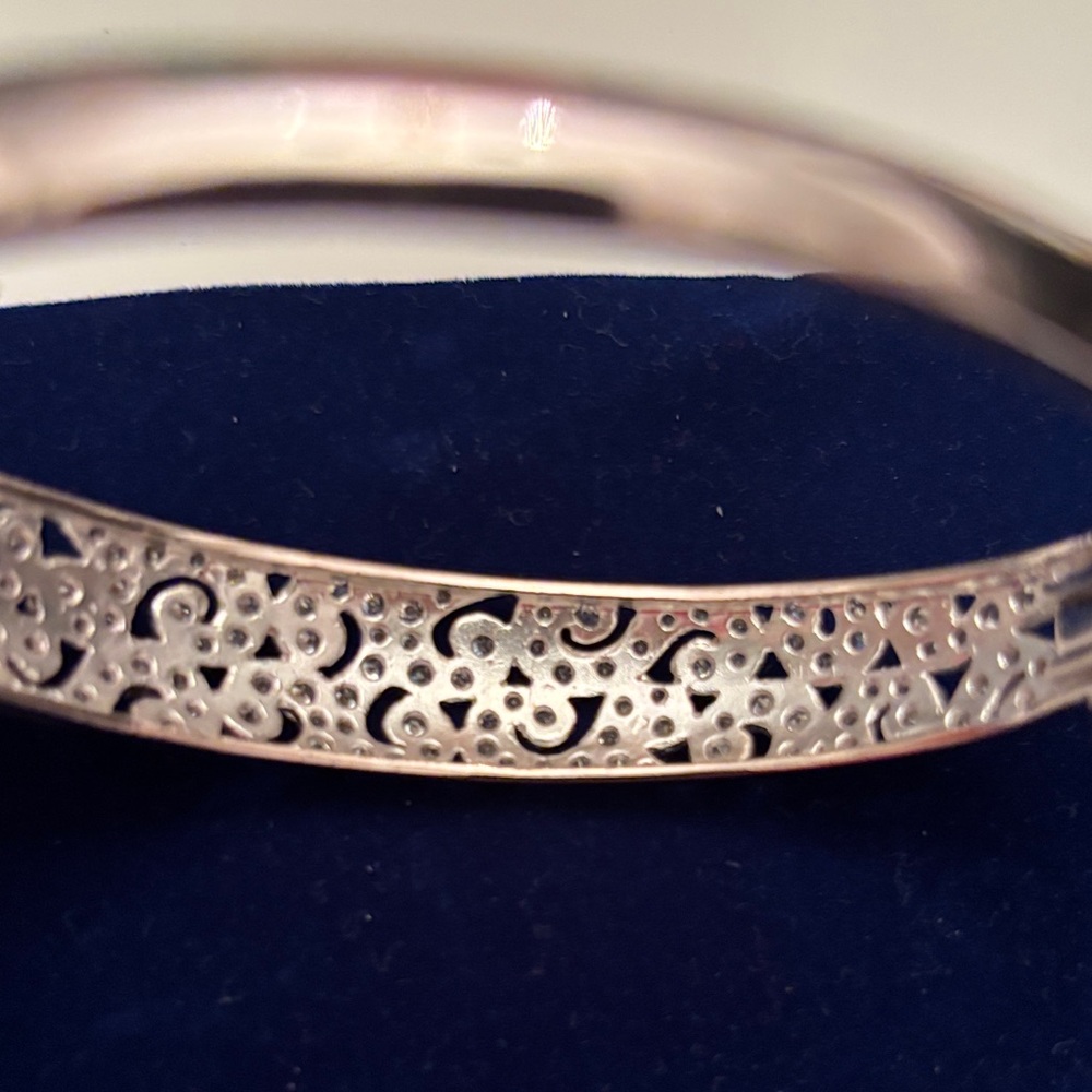 925 Sterling Silver and Zircons Swirl design gorgeous Bracelet - Picture 3 of 10